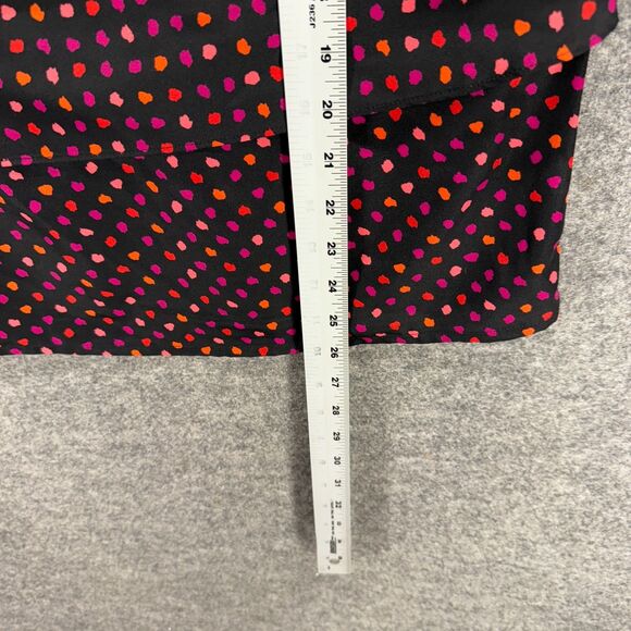 Loft Blouse Women L Large Black Geometric Ruffle Sleeveless Wide Strap Casual - Picture 6 of 7